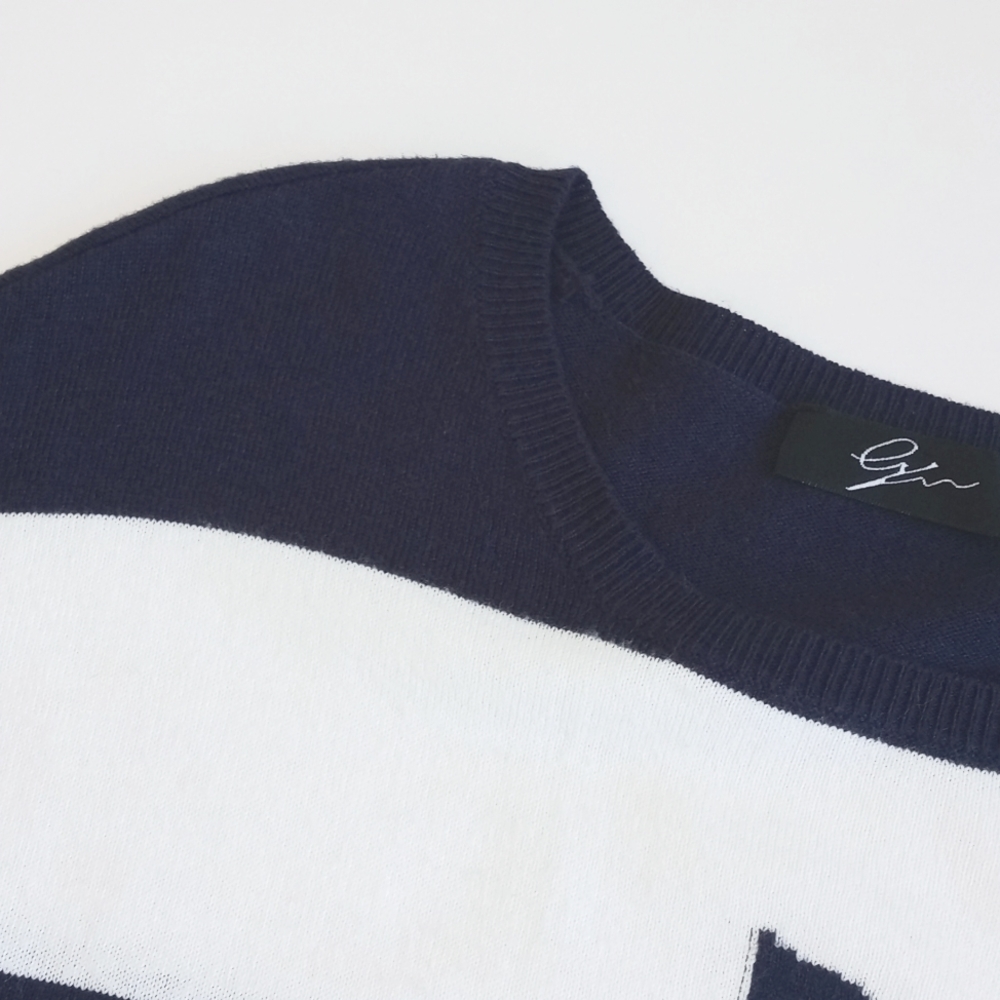 Cyrus Navy & White Stripe Sailing Yacht/ Boat Long Sleeve Nylon Blend Sweater M - Picture 11 of 13